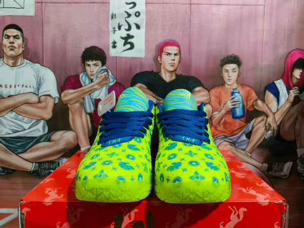 Nike Yellow Blue Patterned Basketball Sneakers
