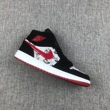 Jordan Air Jordan 1 Mid Black Red Newspaper Print 852542-061
