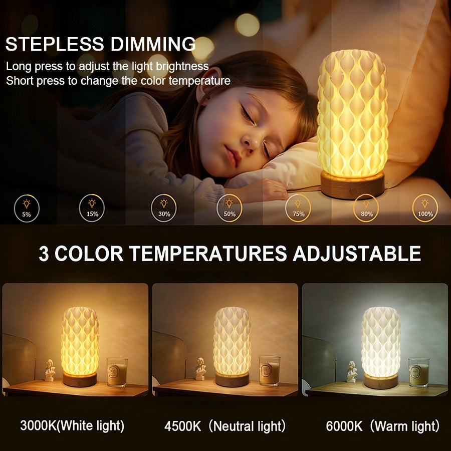 2pcs Modern Elegant Touch Control Table Lamp, 3-Color LED Adjustable Stepless Brightness Adjustment. Suitable for Living Room, Bedroom, Halloween Decorations And Thanksgiving Celebrations, Festival Lighting, Rechargeable Desk Lamp. Available In 1pc.