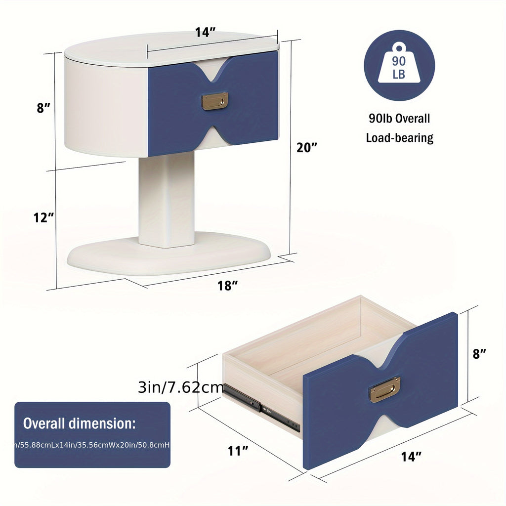 Contemporary Bedside Table Featuring a Single Drawer, Designed for Storing Glasses, Books, And Personal Belongings