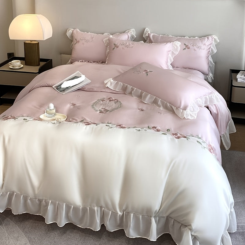 European And American Light Luxury Four-piece Bedding, High-end Embroidery Lace Quilt Cover, Bed Sheets, Princess Style