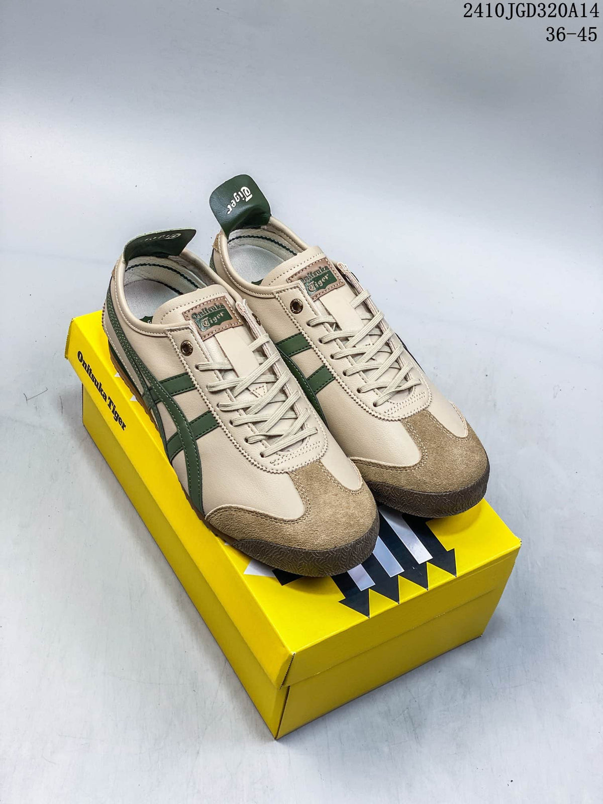 Onitsuka Tiger Mexico 66 Low-Top Sneakers in Cream and Green