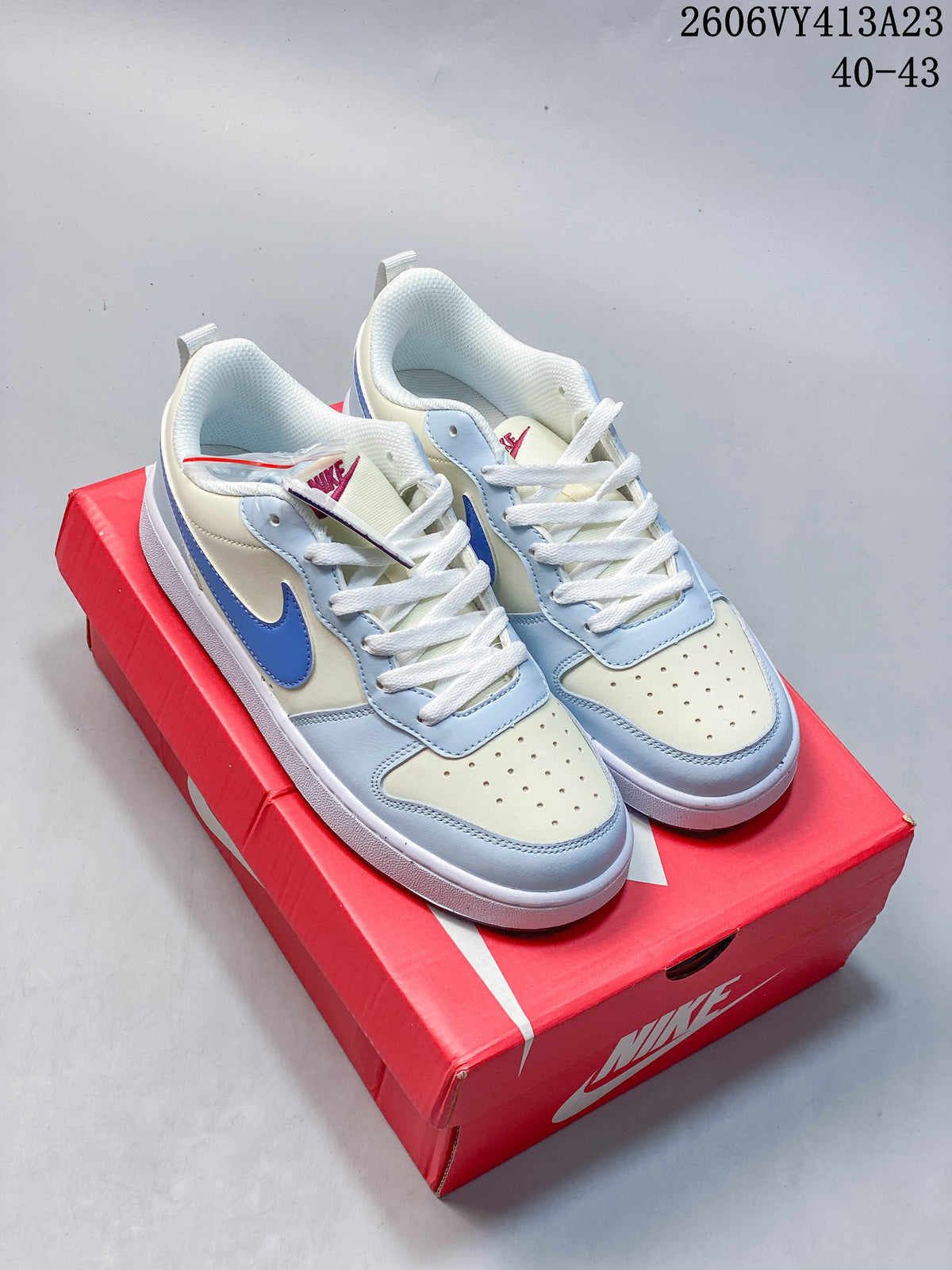 NikeCourt Borough 2 Low GS Sneakers, Light Blue and White