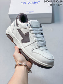 Off-White White Leather Low-Top Sneakers with Arrow Motif