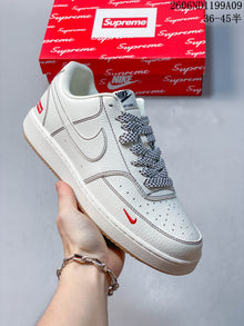 Nike Court Vision Low White Sneakers with Red Details