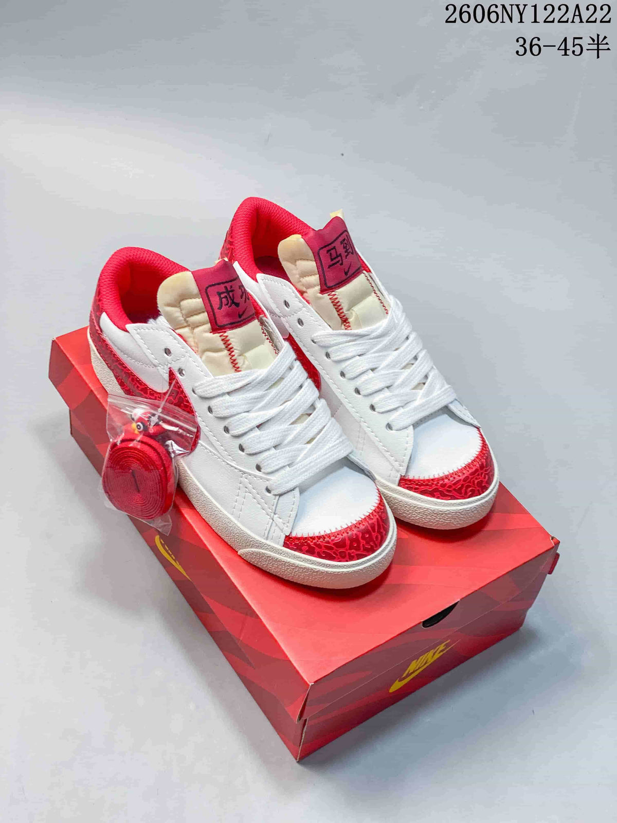 Nike Blazer Low Jumbo White and Red Sneakers 06NY122A22