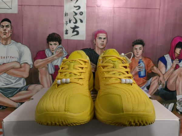 Yellow Basketball Sneakers with Graphic Midsole