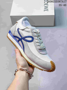 Loewe White and Blue Lace-Up Sneakers with Gum Sole