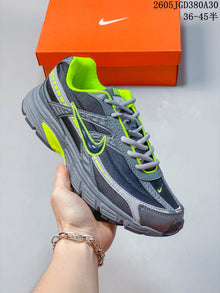 Nike Gray and Volt Retro Running Sneakers