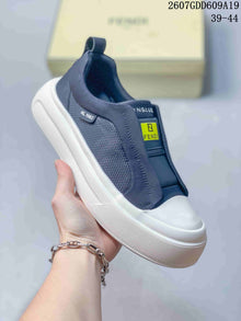 Fendi Navy and White Slip-On Sneakers