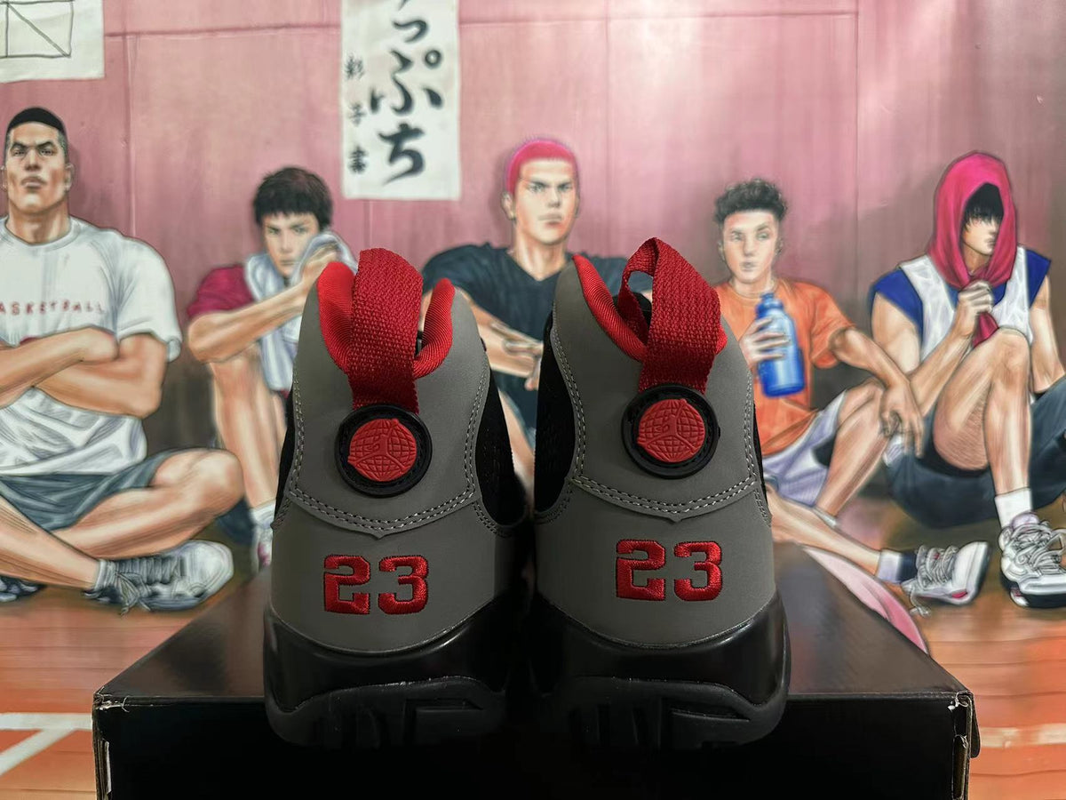 Jordan 9 High-Top Basketball Sneakers Black Grey Red