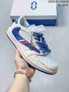 Jordan Air Jordan 1 Low Fragment Travis Scott Style Sneakers, White Blue