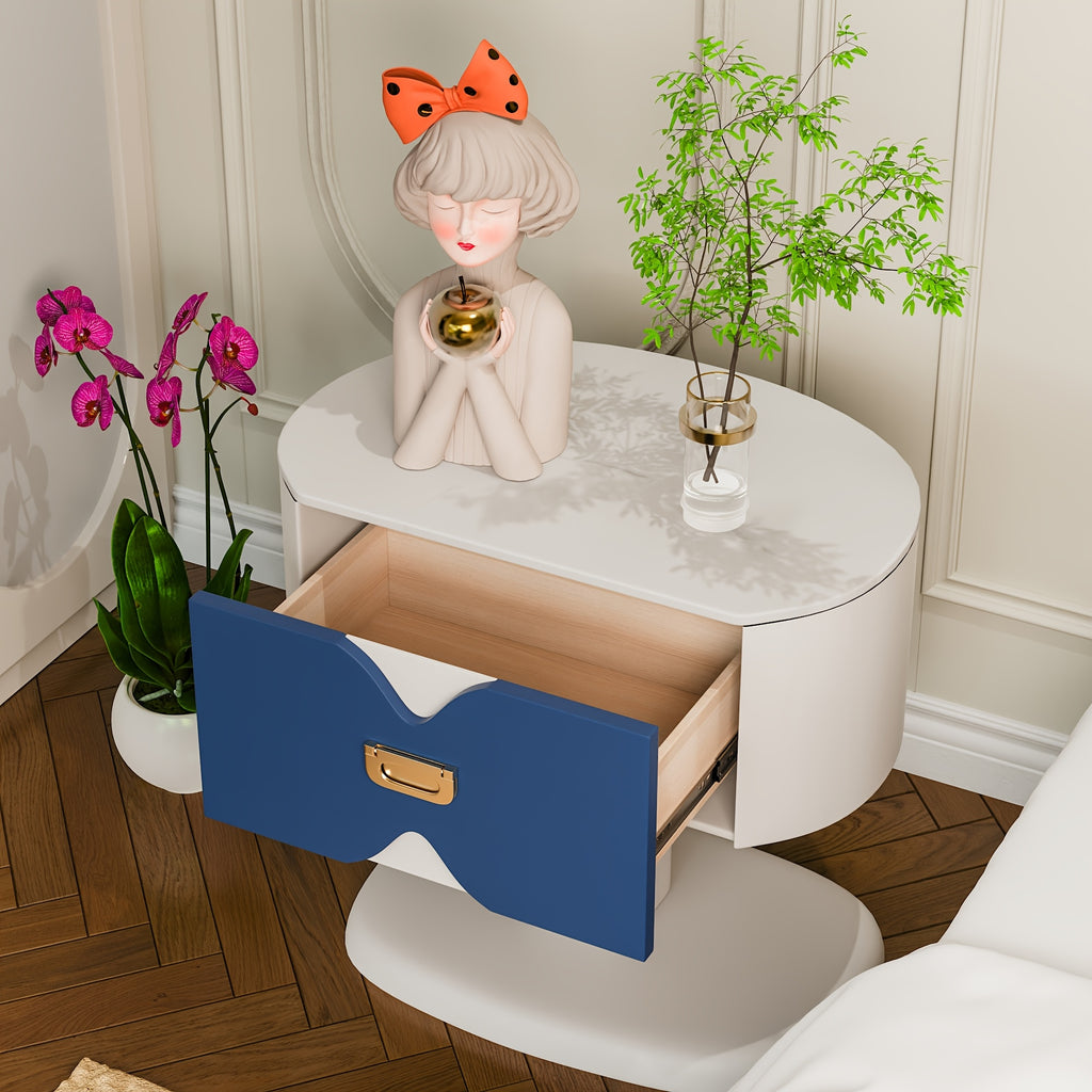 Contemporary Bedside Table Featuring a Single Drawer, Designed for Storing Glasses, Books, And Personal Belongings