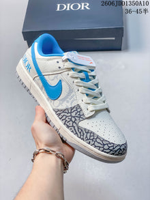 Nike SB Dunk Low White Blue Elephant Print Sneakers