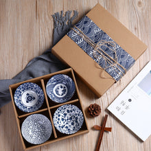 Japanese Blossom Rice Bowls - Ceramic Tableware Set - Authentic Hand Painted Porcelain Bowls