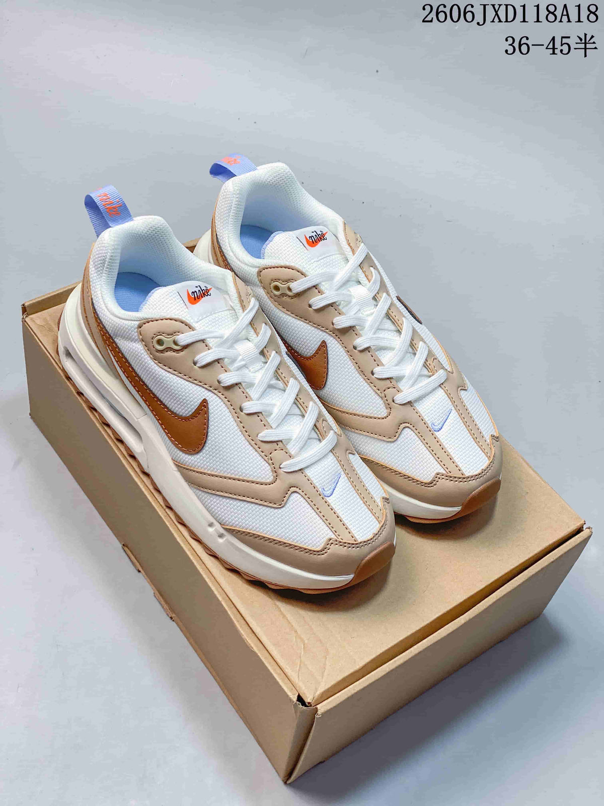 Nike Air Max Dawn Low-Top Sneakers in White and Tan