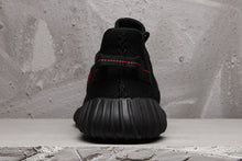 Yeezy 350 V2 Black Sneakers with Red Detail