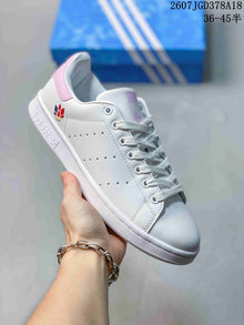 adidas Stan Smith White and Pink Low-Top Sneakers