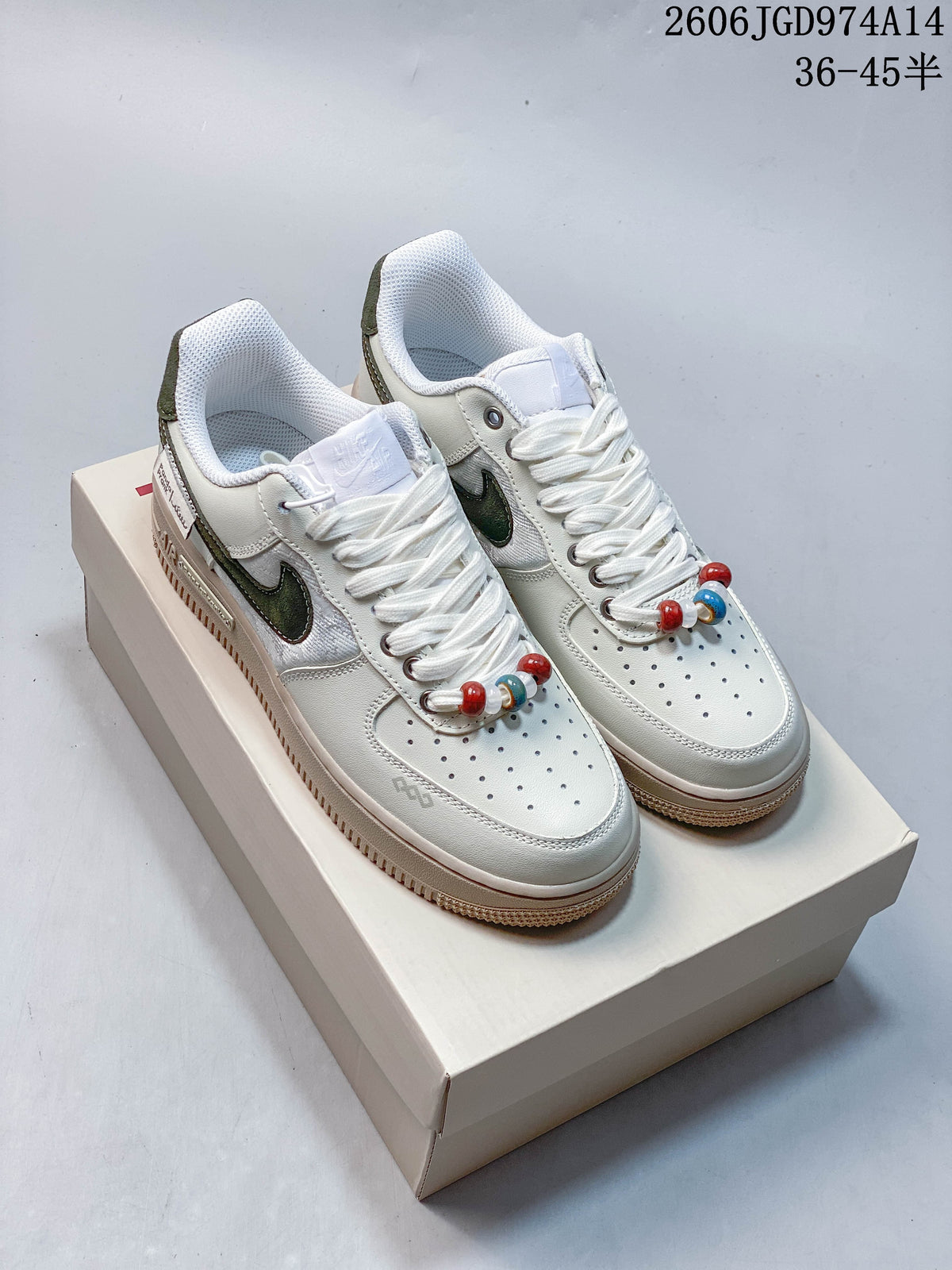 Nike Air Force 1 Low White Green Platform Sneakers
