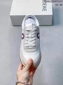 Loewe White and Purple Lace-Up Sneakers