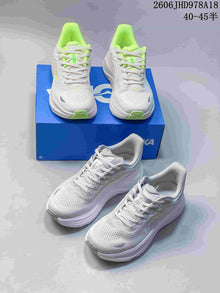 HOKA Bondi 9 Running Shoes in White and Lime