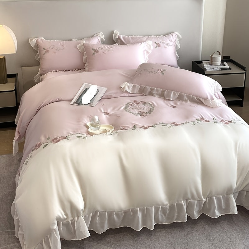 European And American Light Luxury Four-piece Bedding, High-end Embroidery Lace Quilt Cover, Bed Sheets, Princess Style