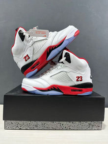 Jordan Air Jordan 5 Fire Red Black Tongue Sneakers White Red