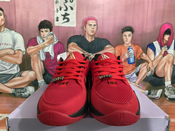 Nike Red and Black Basketball Sneakers with Gold Swoosh