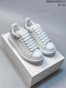 Alexander McQueen White Low-Top Sneakers with Gray Heel