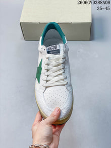 Golden Goose Super-Star White Sneakers with Green Star