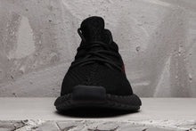Yeezy 350 V2 Black Sneakers with Red Detail
