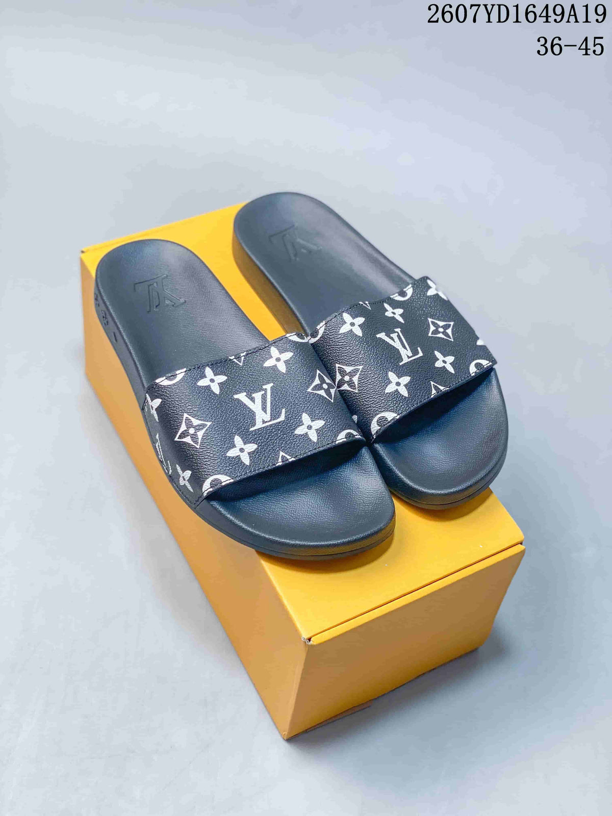 Louis Vuitton Monogram Platform Slide Sandals Black 2607YD1649A19