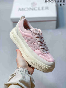 Moncler Pacey Pink and White Platform Sneakers