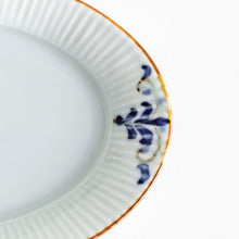 Floral Leaves Ridged Oval Dessert Plate
