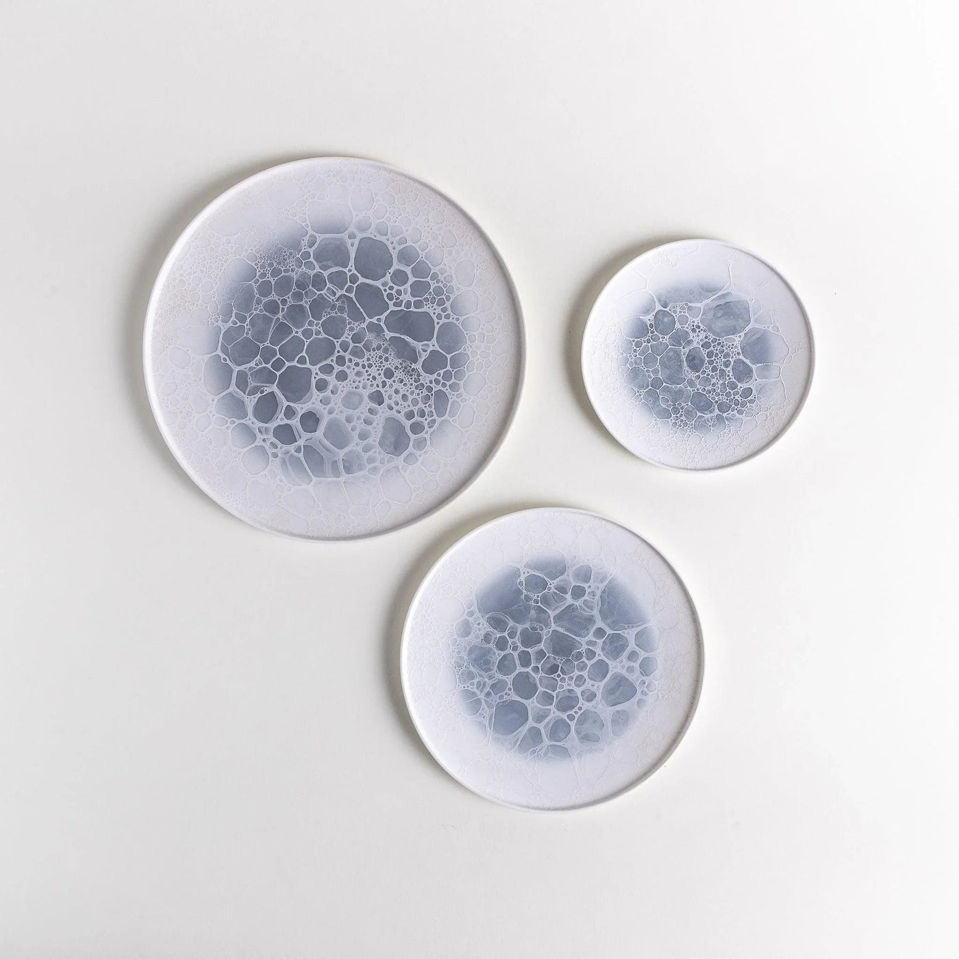 Gray Bubble: Three-Piece Plate Set