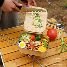 Bento Box with Bamboo Wood Cutting Board Lid
