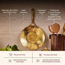 Brass Roti Tawa with Insulated steel base with golden PVD coating handle. Tawa/Griddle Pan