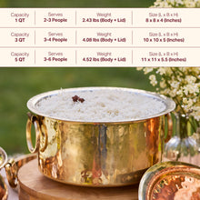 Set of 3 Brass Pots (Patila/ Topia) - 1 qt, 3 qt, 5 qt 6 Pieces Set