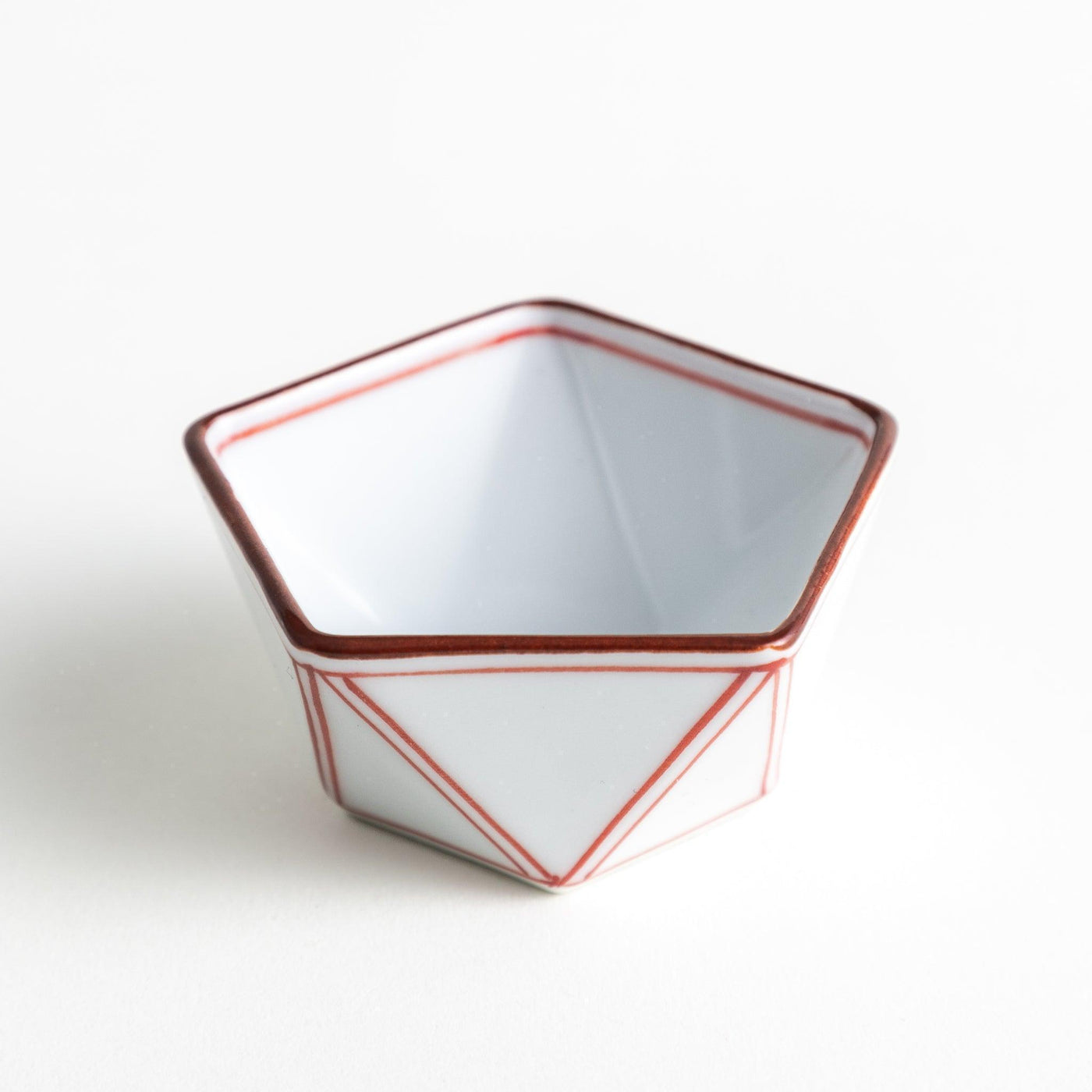 Red Lined Pentagonal Condiment Bowl