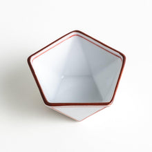 Red Lined Pentagonal Condiment Bowl