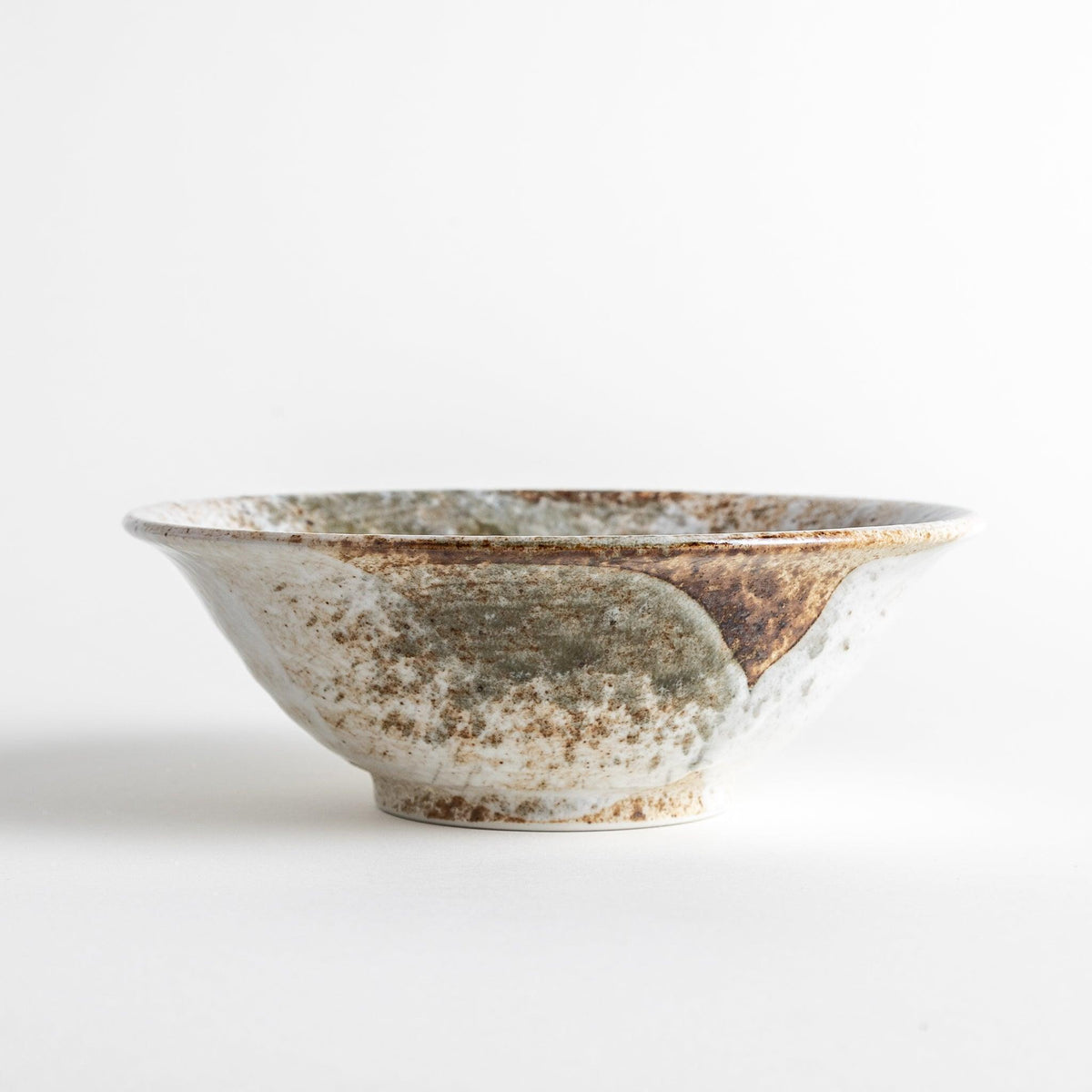 Rustic Earth-Tone Flared Small Ramen Bowl