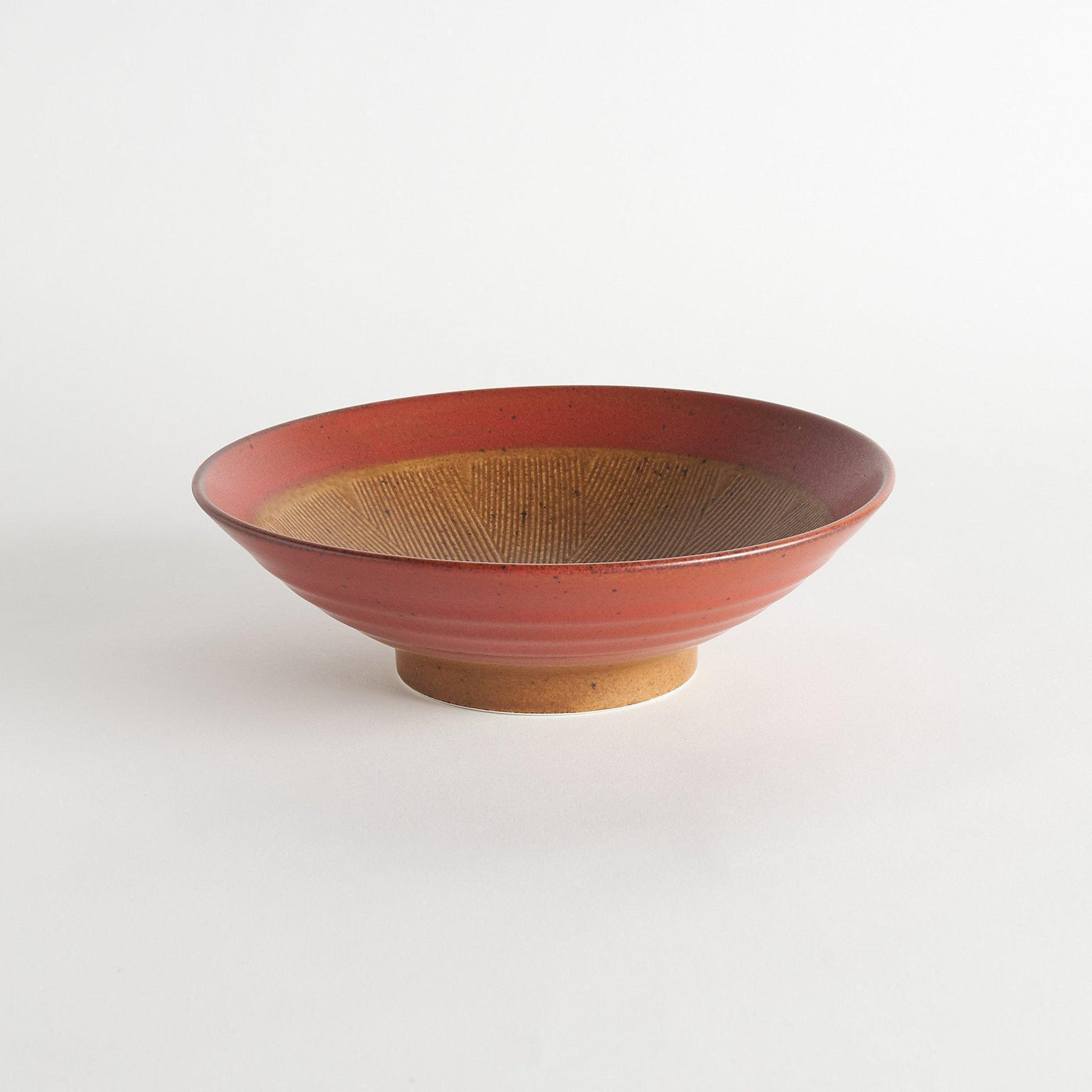 Rustic Red Comb Pattern Pasta Bowl