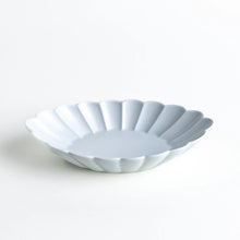 White Matte Chrysanthemum Carved Oval Pasta Bowl